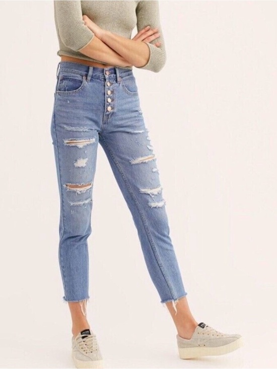 Free People Denim - Free People We The Free Blossom Rigid Crop Skinny Jeans EUC Size 27